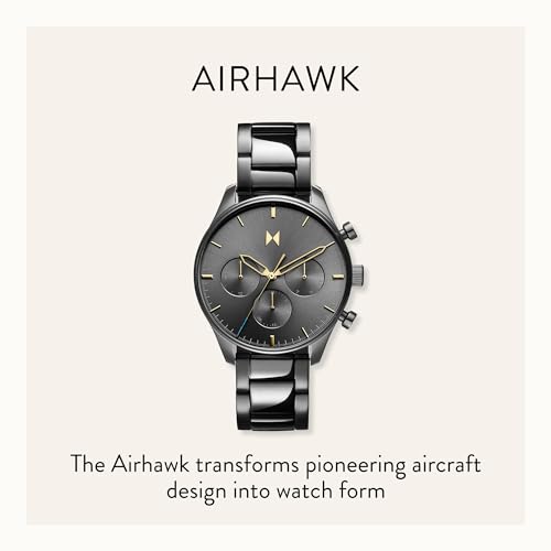 Image of MVMT Men's Airhawk - Pilot Watch - Military Analog Wristwatch - Aviator - Minimalist Water-Resistant 5 ATM /50 Meters Timepiece - Interchangeable Watch Bands - 42mm