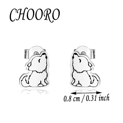 CHOORO Tiny Howling Wolf Earrings Animal Earrings Wolf Jewelry Gift For Her2