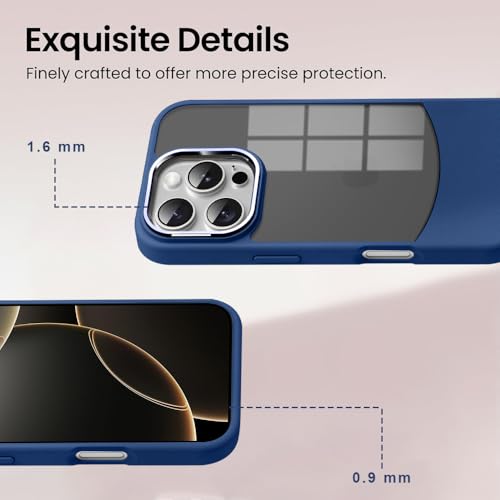 Image of KARWAN️Fusion Edge Leather Transparent Mobile Back Case | Slim Fit | Anti-Fingerprint| Scratch-Resistant | Premium Grip | Shockproof case | Back Cover for iPhone 16 Pro || Blue