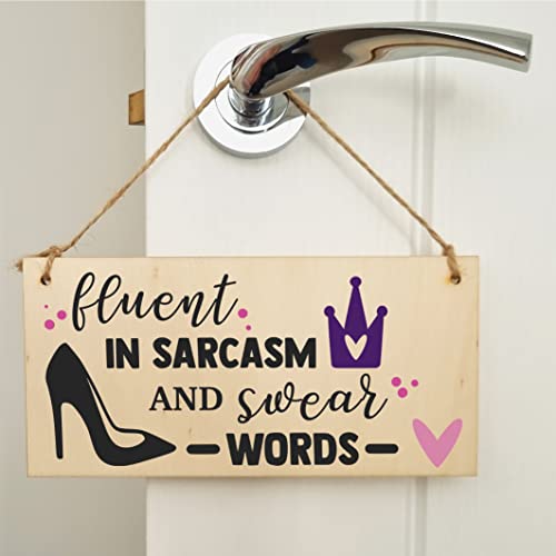 The Plum Penguin Handmade Wooden Hanging Wall Plaque Fuent in Sarcasm and Swear Words Decorative Funny Friendship Gift Sassy Queen - Image 4