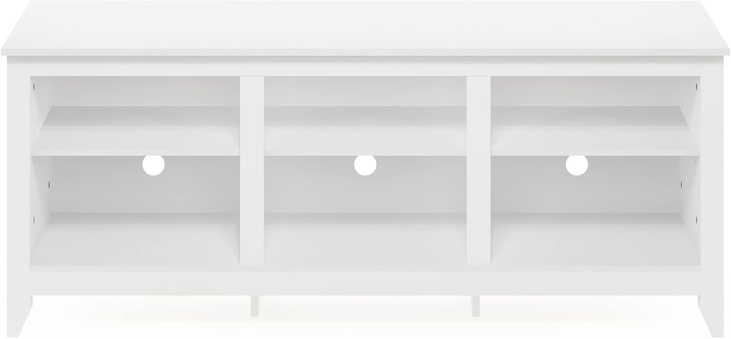 Solid White 60" Wood TV Entertainment Center with Mount