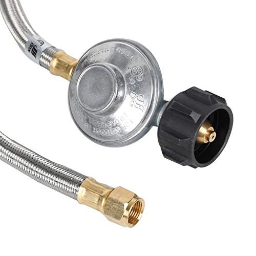 Gassaf 6 Feet Propane Regulator And Hose Universal Grill Regulator Replacement With Stainless Steel Braided Hose For Qcc1 Low Pressur Lp Gas Grill, Heater And Fire Pit Table,3/8" Female Flare Nut #TOP1