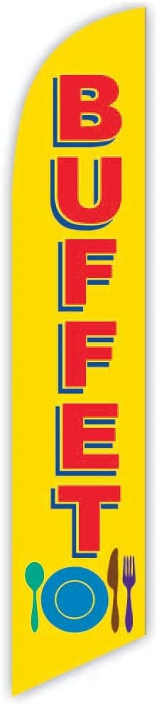 Buffet (Yellow) Advertising Feather Flag 12ft -- Replacement Flag Only (without Poleset)