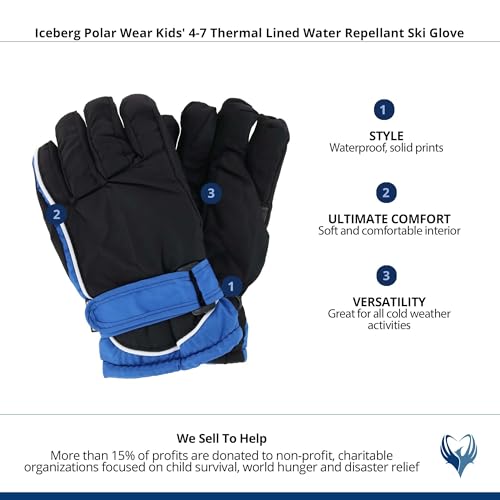Image of Kids' 4-7 Years Thermal Lined Water Repellant Ski Gloves by Iceberg Polar Wear