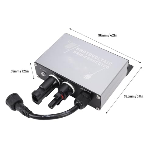 MechKit Grid Tie Wechselrichter für 12V/24V Batterie, 100W DC 12V/24V Eingang Mikro Wechselrichter, AC 180V auf 265V Ausgang IP45 Wasserdicht Aluminiumlegierung Gehäuse für Haushalte Stromanlagen
