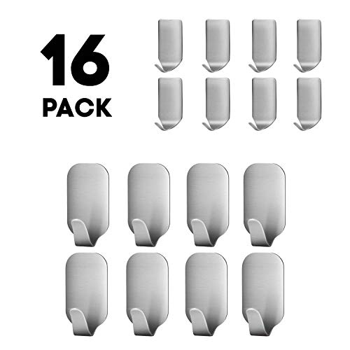 Belursus Adhesive Hooks Heavy Duty Wall Hooks Stainless Steel Ultra Strong Waterproof Hanger