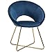 HOMCOM Esszimmerstuhl Wohnzimmerstuhl Bürostuhl Polsterstuhl Sessel modern Mitte des 20 Jhrd. Samt Stahl Blau+Gold 68 x 54 x 84 cm