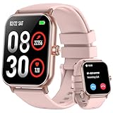 QONBINK Smart Watch, 1.85' HD Fitness Tracker with Bluetooth Calls, 5 ATM Waterproof, 24/7 Heart Rate/Sleep Monitor, Pedometer, Calories, 130+ Sport Modes, Smartwatch for iOS Android (Pink)