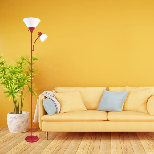 Luminária Chão 1,80m Articulada Dupla Duas Lâmpadas Pedestal Coluna Gimpo PF2-04 PAI Cor: Vermelho