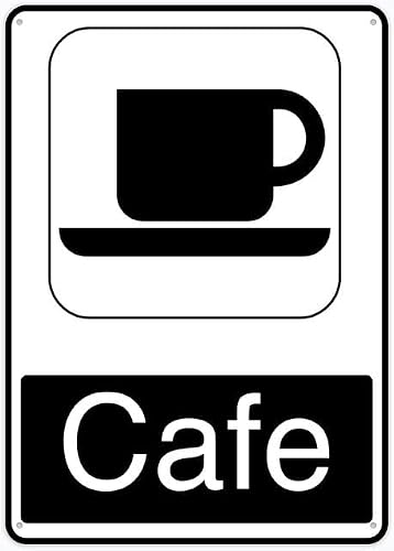 8"x12" Aluminum Tin Sign Plate - Cafe Black Sign - Safety Restriction Alert, Caution Warning Notice
