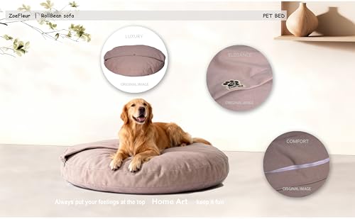 ZoeFleur Hundesofa aus Memory- Schaum für robustes Ripstop, beruhigend, runde Höhlenform, kratzfest, maschinenwaschbar (braun)-2