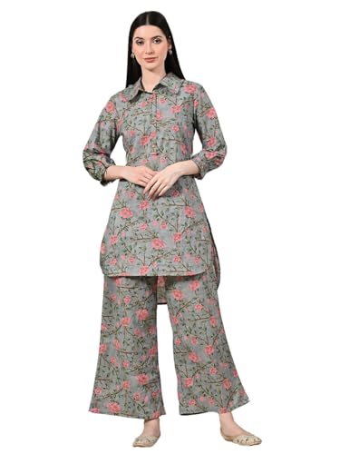 Image of feranoid Co Ord Set Collared Straight 4 Button Kurta with Plazzo