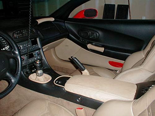 RedlineGoods Grab Handle Cover Compatible with Chevrolet Corvette C5 1997-04. Tailor Made - not Universal. Genuine top-Grade Italian Black Suede (Alcantara) with Blue Thread