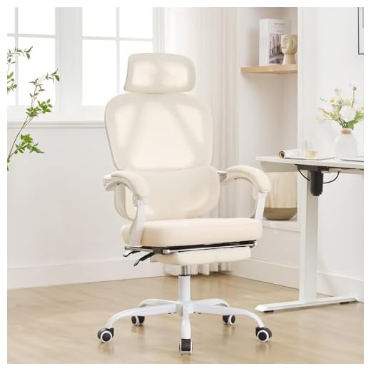 BOWTHY Ergonomic Office Chair with Footrest,Mesh Home Office Desk Chair with Adjustable Lumbar Support & Headrest,90-135 Comfy Reclining Chair,High Back Computer Executive Chair,360 Swivel Task Chair