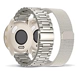 Compatible with Garmin Venu 3S Watch Band/Venu 4 41mm/Venu 2S, 18mm Stainless Steel 2 Pack Metal and Mesh Bracelet Strap Wristband for Forerunner 255S/265S/Vivoactive 4S/Move 3S Women Men Accessory