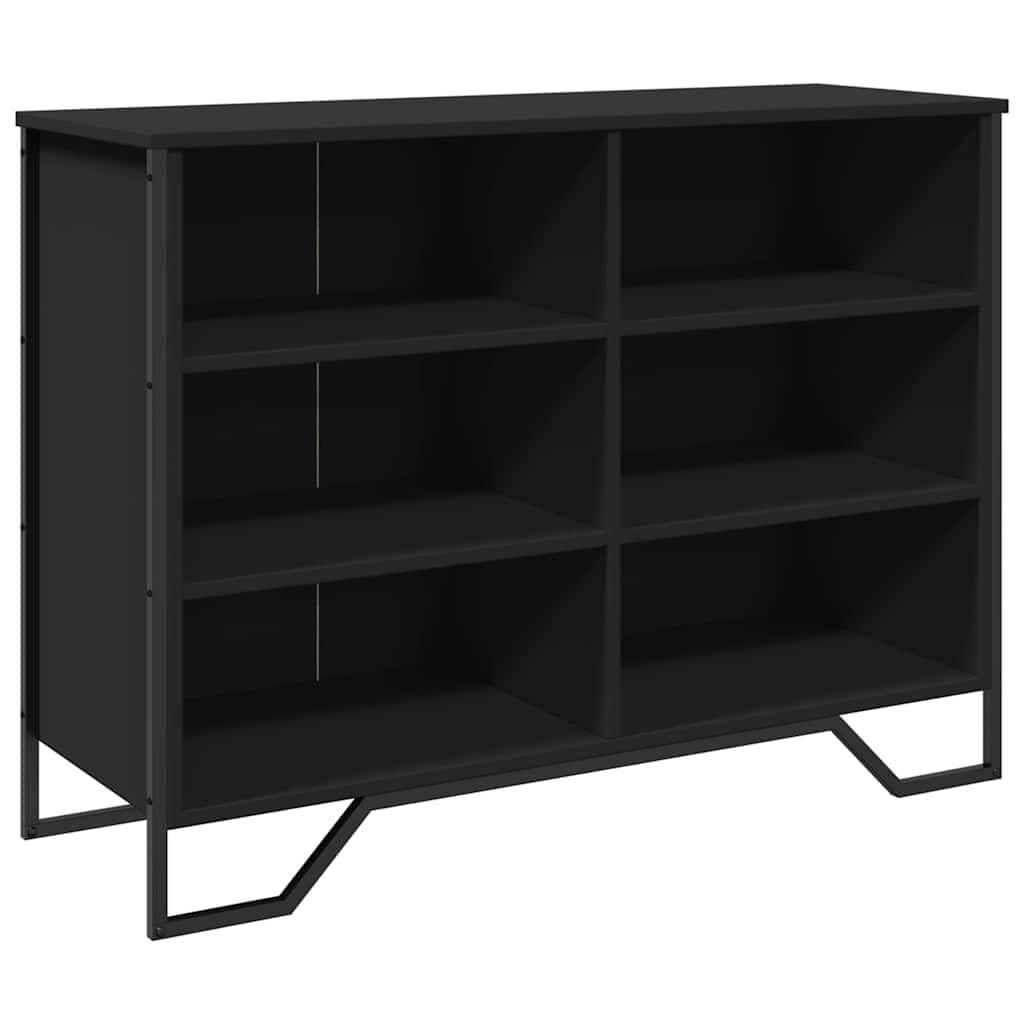 Credenza nera, 101 x 35,5 x 74,5 cm, in legno e gambe in metallo, moderna, per soggiorno, corridoio, ufficio, con spazio salvaspazio