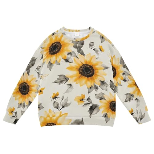 JUNZAN Aesthetic Sunflower Neutral Little Boys Pullover Hoodie Fleece Boys Sweat Shirt Sports 4T