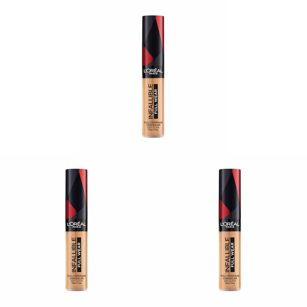 L'Oreal Paris Infallible More Than Concealer, Full Coverage, 317 Almond (Pack of 3)-image-23