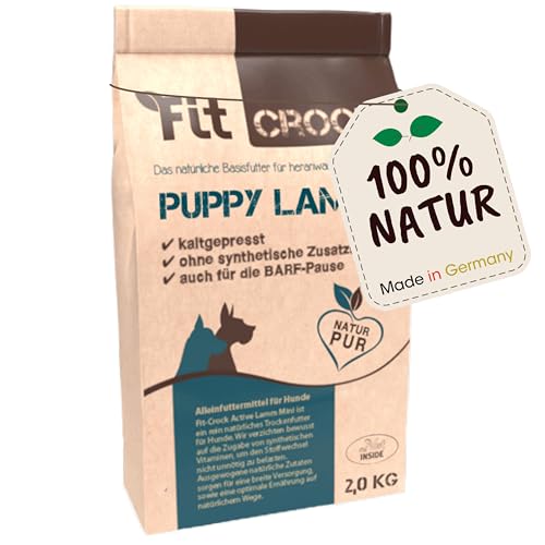 cdVet Fit-Crock Puppy Lamm – Getreidefreies Trockenfutter für Welpen, Lammfleisch, Gemüse, natürliche Zusammensetzung, artgerechte Hundefütterung, 2kg