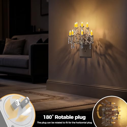 Image of Briignite Chandelier Night Light Plug in, Night Lights Plug into Wall with Dusk to Dawn Light Sensor, Dimmable Sliver Nightlight Plug in, 3000K Soft White for Bathroom Bedroom Hallway Kitchen Decor