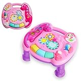 Mesinha de Atividades Infantil Interativa Didática Musical e Luzes Educativa Divertida (Rosa)