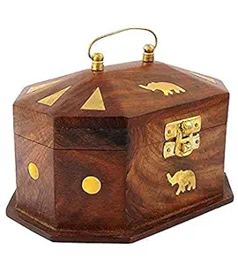 ITOS365 Handmade Wooden Jewellery Box For Women Jewel Organizer Elephant Decor Gifts Products, 6 Inches