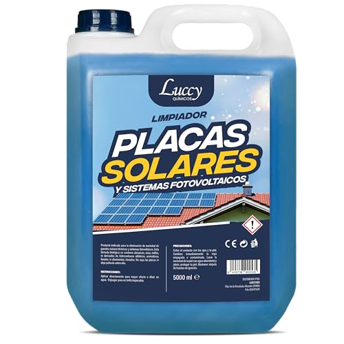 LUCCY Limpiador de Placas Solares Concentrado 5 Litros | Limpieza de Paneles Solares Seguro y Eficaz para Todo Tipo de Placas Fotovoltáicas