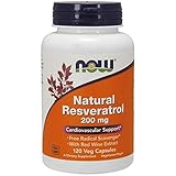 NOW Supplements, Natural Resveratrol 200 mg with Red Wine Extract, 120 Veg Capsules