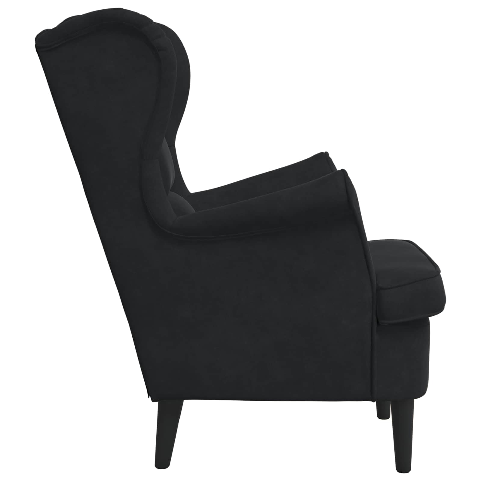Fauteuil noir 92 x 71 x 91 cm, en velours, moderne, confortable avec pieds en bois massif, rembourrage en mousse confortable pour salon, chambre à coucher, durable, 1 place