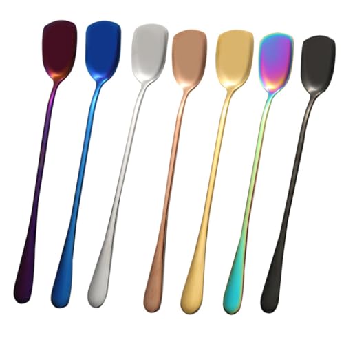WEKADRIN 6個 ステンレス製長柄アイスクリームスプーン 熱伝導良好で攪拌に バーや家用カフェレストラン対応 ブラック