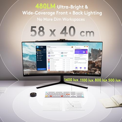 Image of Quntis Curved Monitor Light Bar for 34 inch+ Ultrawide, Curve-Matching Pivoting