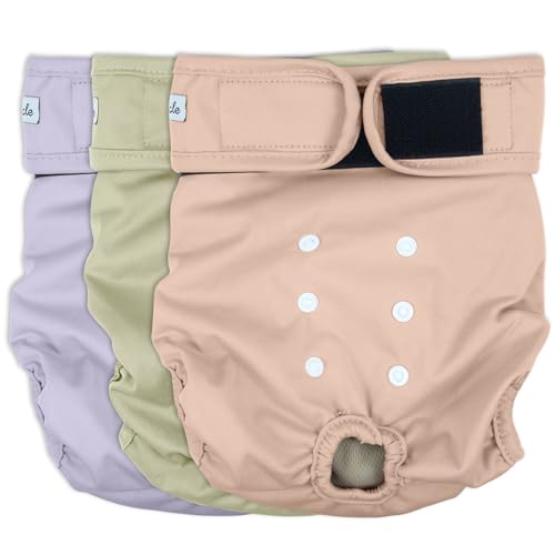 Image of Washable Female Dog Diapers - Premium Reusable Diapers for Doggie in Heat - Highly Absorbent Dog Diapers Female for Pet Incontinence with Adjustable Snaps Pink, XXL