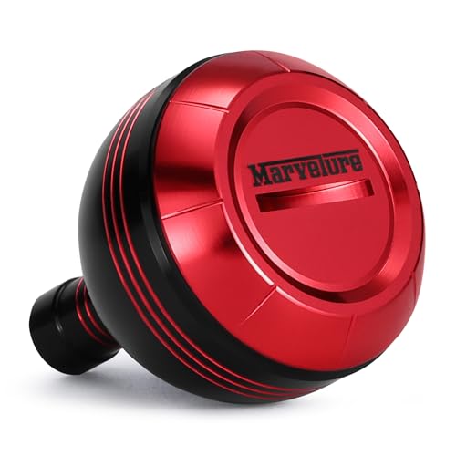 MARVELURE Power Handle Knob Fishing Spinning Reel Accessories for Shimano Type A, Daiwa Type S (Black Red, 1.3 inches / 33 mm)