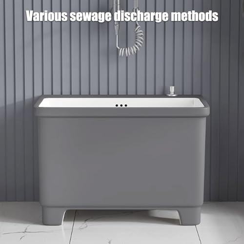 Commercial Ceramic Mop Sink with Faucet, Utility Mop Service Basin for Laundry Room & Bathroom, 45x38x41cm, Button Drainage, Durable Floor Mop Sink