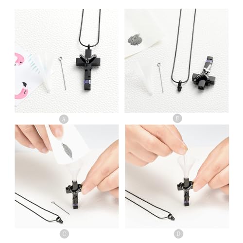 Imrsanl Birthstones Urn Necklaces for Ashes Cross Cremation Pendant Urns for Human Ashes Memorial Keepsake Locket Jewelry (Purple Stone)