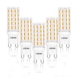 LEDGLE Bombillas LED G9 6W, 60W Bombilla Halógena equivalente, Blanco Cálido 2800k, 420LM, 54x SMD 2835, No Flicker, Pack de 5