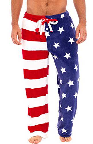 Alexander Del Rossa Men s Warm Fleece Pajama Pants, Long Lounge Bottoms, XL American Flag Limited Edition (SKU-A0315USAXL)