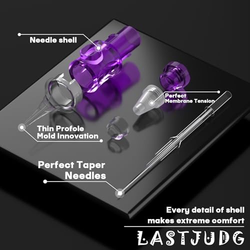 50Pcs Assorted Tattoo Cartridge Needles Mixed Size #10 Bugpin Round Liner Shader Magnum - 1003RL 1005RL 1007RL 1009RL 1005RS 1007RS 1009RS 1015M1 1015RM 1021RM Disposable Membrane Tattoo Needles