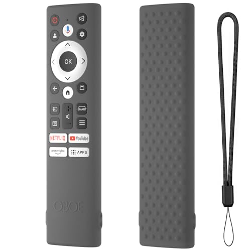 Image of Oboe Silicone TV Remote Cover Compatible with Acer Advanced I /V /H PRO Series - Protective Case with Loop (B-Dark Grey) [Remote NOT Included]