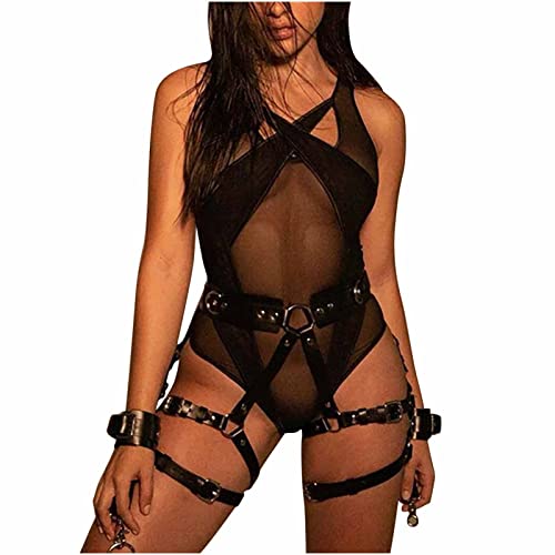 Body ouvert Dessous für Damen Nahtlose Unterwäsche Damen Spitze sexy Netz durchsichtig hohl hochelastisches Netz Netz durchsichtig hohl schwarz M