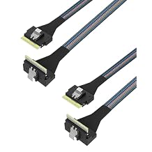 2 Pack SFF 8654 8i to SFF 8654 8i 90-Degree Right Angle Cable 0.5M/1.64FT High-Speed Data Transfer Cable for Server RAID Card, HDD/SSD Backplane, Durable Mini SAS HD Connector