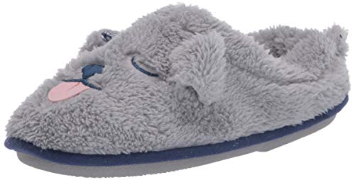 Dearfoams Kids Peyton Furry Pet Clog Slipper, Sleet, US 7-8 Unisex Toddler