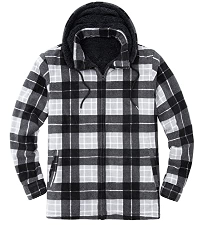 Veste polaire à carreaux homme avec capuche amovible chaude hiver