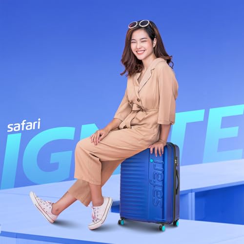 Image of Safari Ignite 8 Wheels 71 Cms Medium Cabin Trolley Bag Hard Case Polycarbonate 360 Degree Wheeling System, Trolley Bags Suitcase for Travel, Midnight Blue