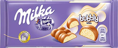 Milka Bubbly Milk & White Chocolate Bar 95g (Pack of 10)