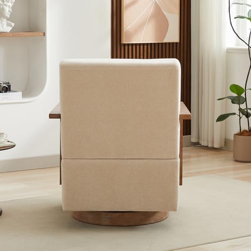 Sillón Giratorio Beige Tela Lino miniatura 7
