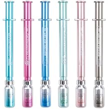 ZORZA 6Pcs Creative Syringe Gel Pens Realistic Nurse Pens Medium 0.5mm Black Ink for Nurses Students and Office Use Unique Light-Up Ballpoint Pens for School Office Supplies Party Favors