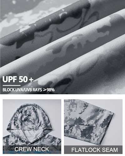 Image of FISHEAL Men's Camo Fishing Hoodie, UPF 50+ Long Sleeve Sun Protection Shirt