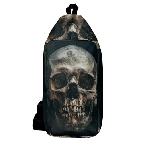 Sac à dos à bandoulière tête de mort anti-encombrement pour homme femme