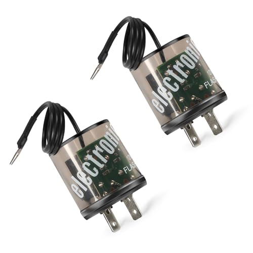 Hbxdeco 2PCS LED Flasher Relay 2 Pin 12V, Car Flasher Relay with Ground Wire, Turn Signal Flasher Relays for Fixing LED Flickering, Heavy Duty Relays Universal for Car Motorcycle